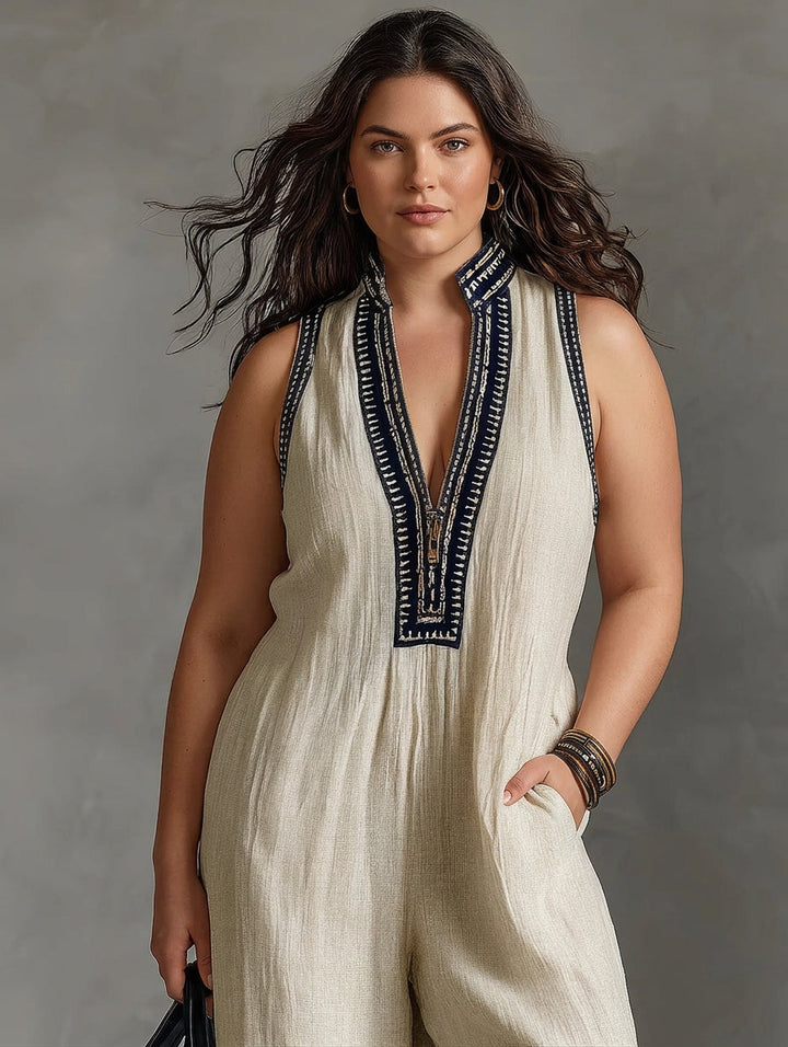 Wynne - Brodeerattu Pellavajumpsuit