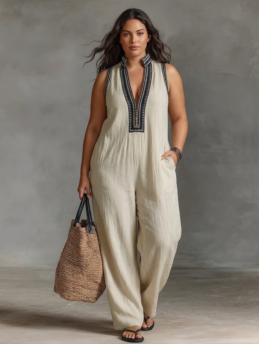 Wynne - Brodeerattu Pellavajumpsuit