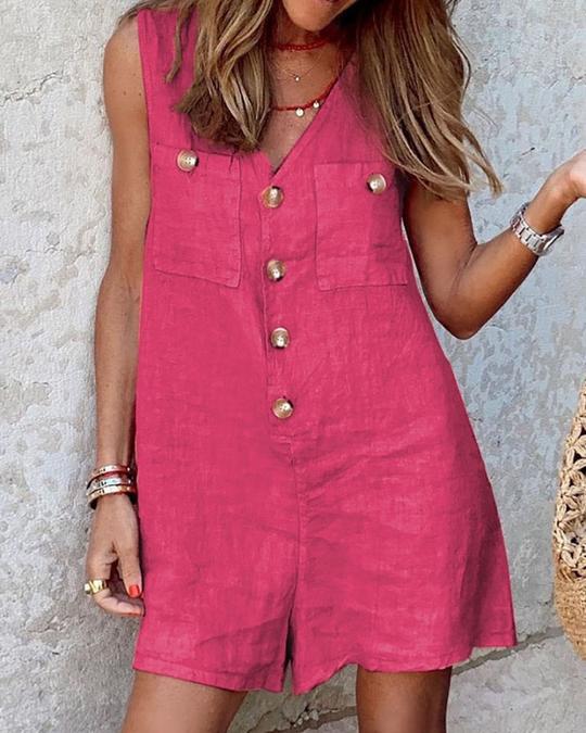 V-pääntie nappi-patch tanktopit
