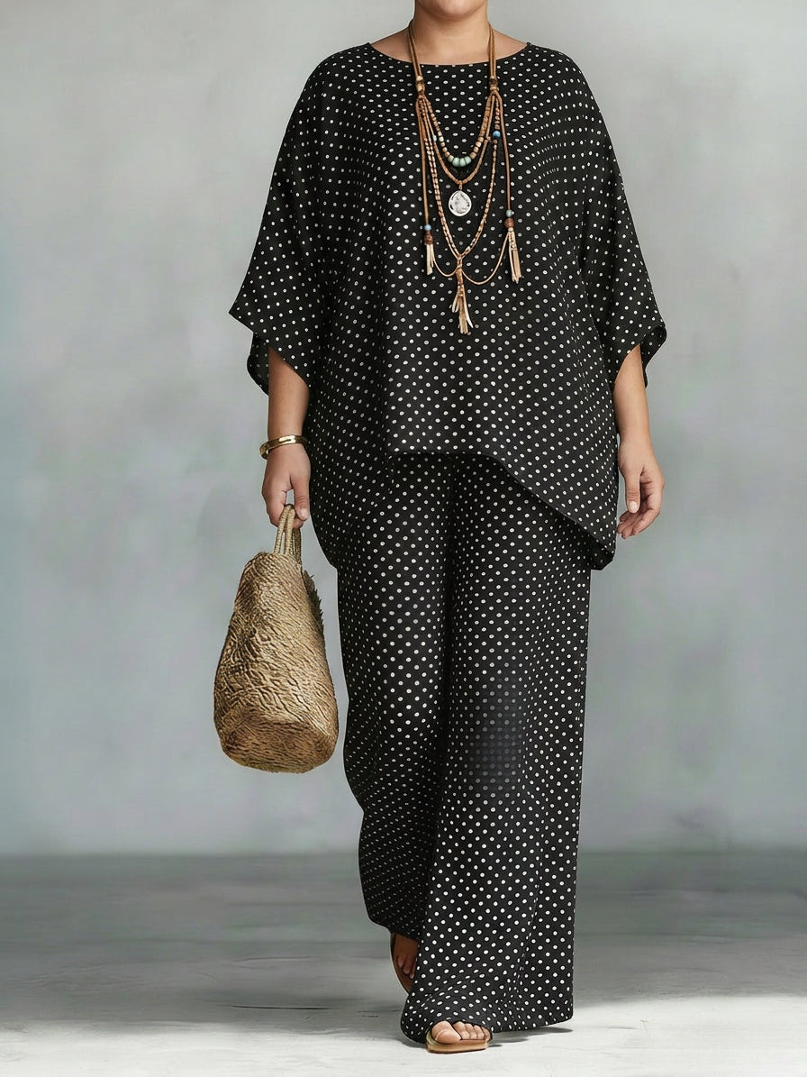 Nell | Midnight Dot Flowing Two-Piece Set