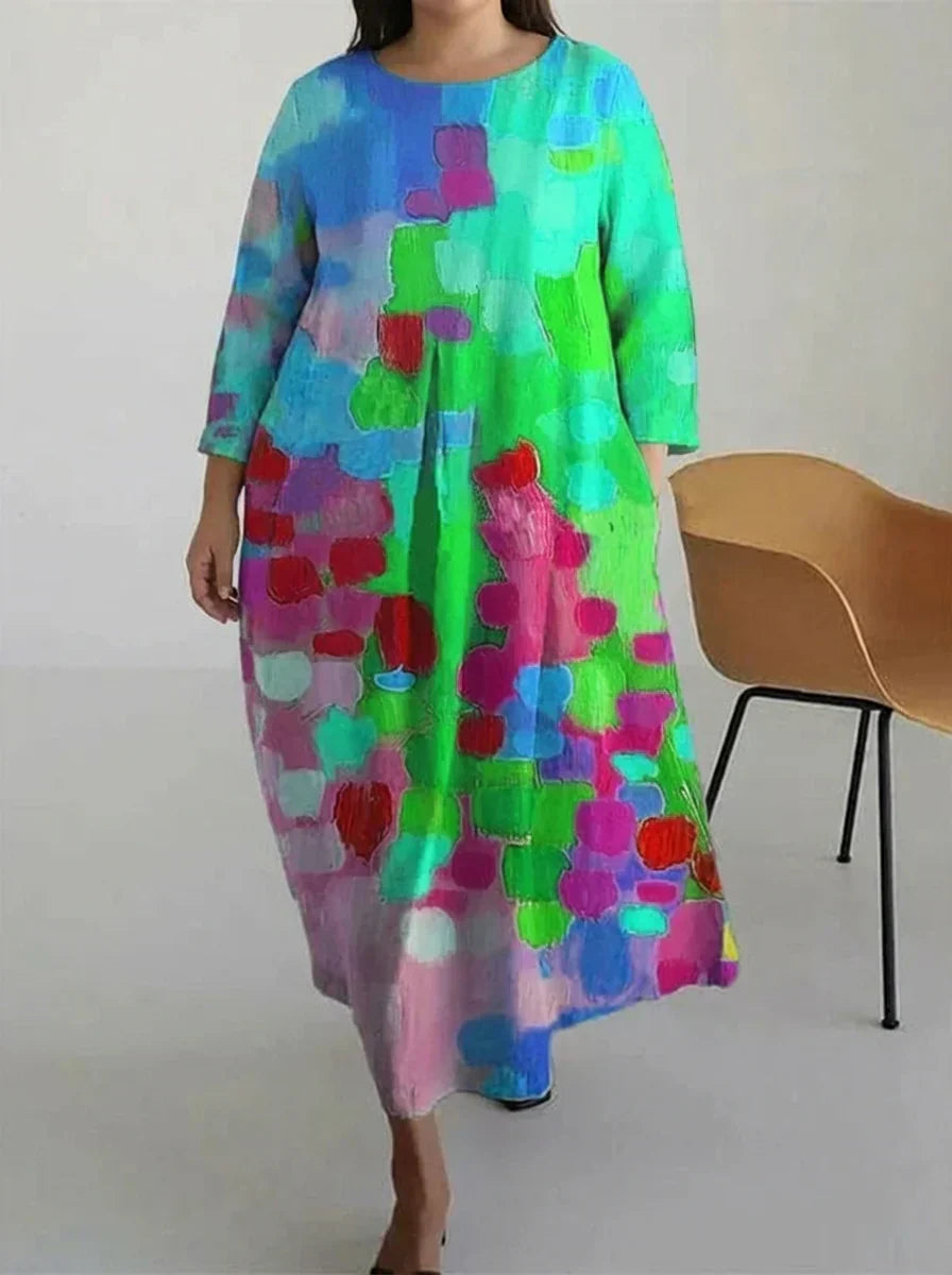 Vael | Rentouttava Öljyvärimaalaus Kukka Printti Mekko