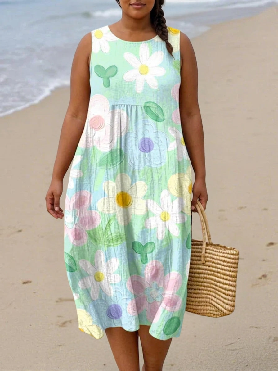 Adeline Pastel Blossom Midi Mekko