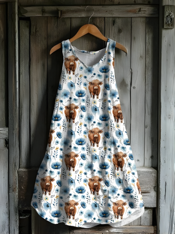 Leontine - Rustiikkinen Niitty Highland Cow Mekko