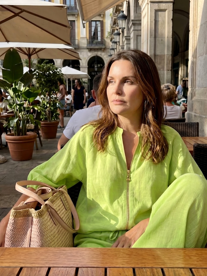 Cecily | Vetoketjufronttinen Blouson-Toppi ja Leveät Housut