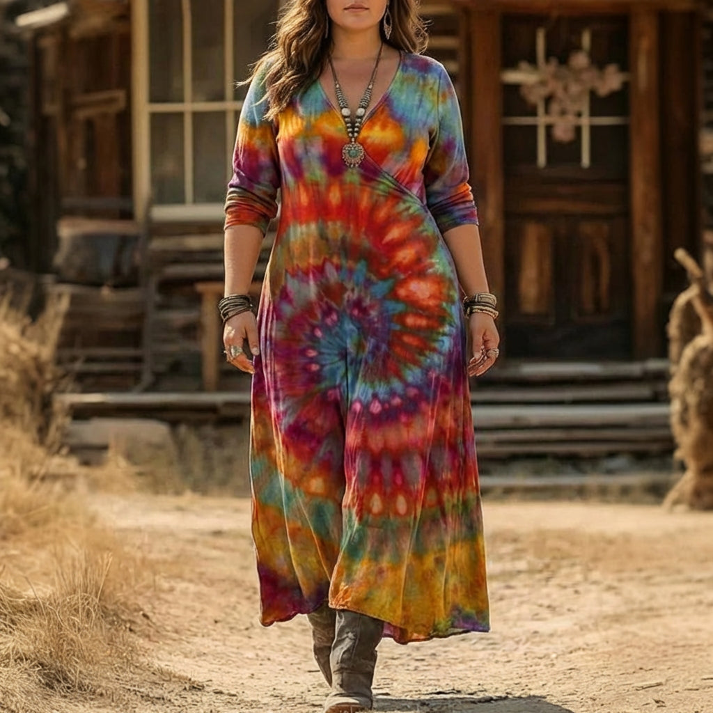 Heledd | Vintage-tyylinen pitkähihaine rento mekko