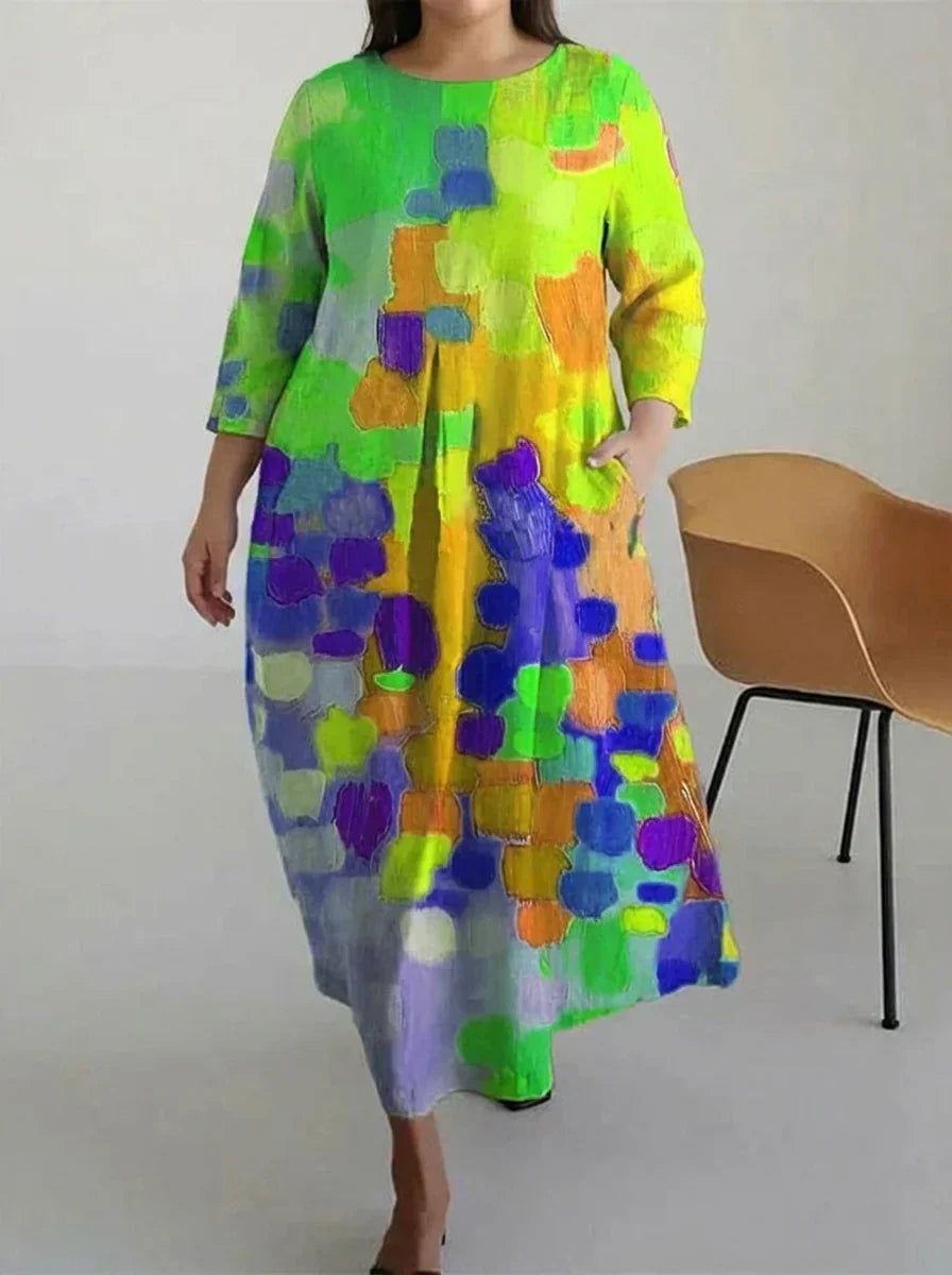 Vael | Rentouttava Öljyvärimaalaus Kukka Printti Mekko