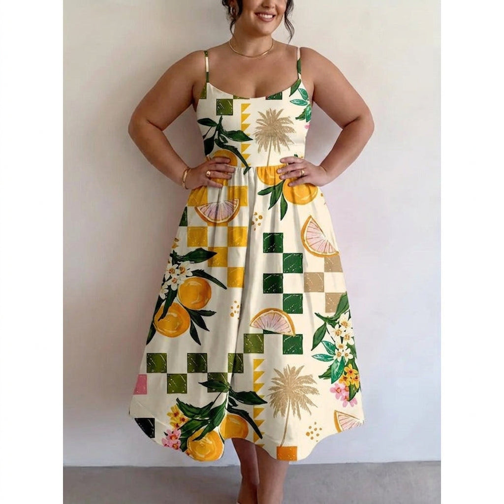 Giselle | Citrus Palm Midi Mekko