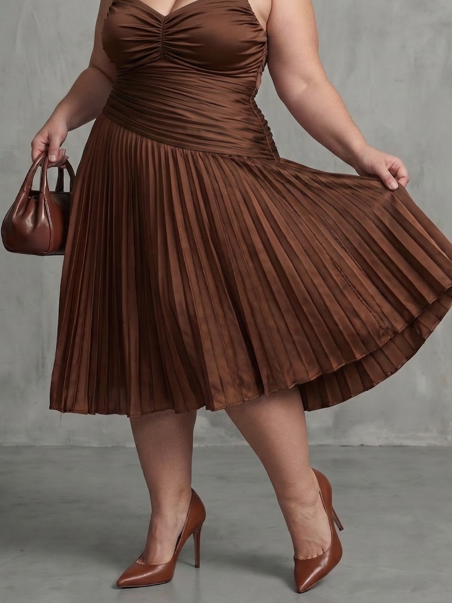 Vita | Pleated Waistline Stripe Midi Dress