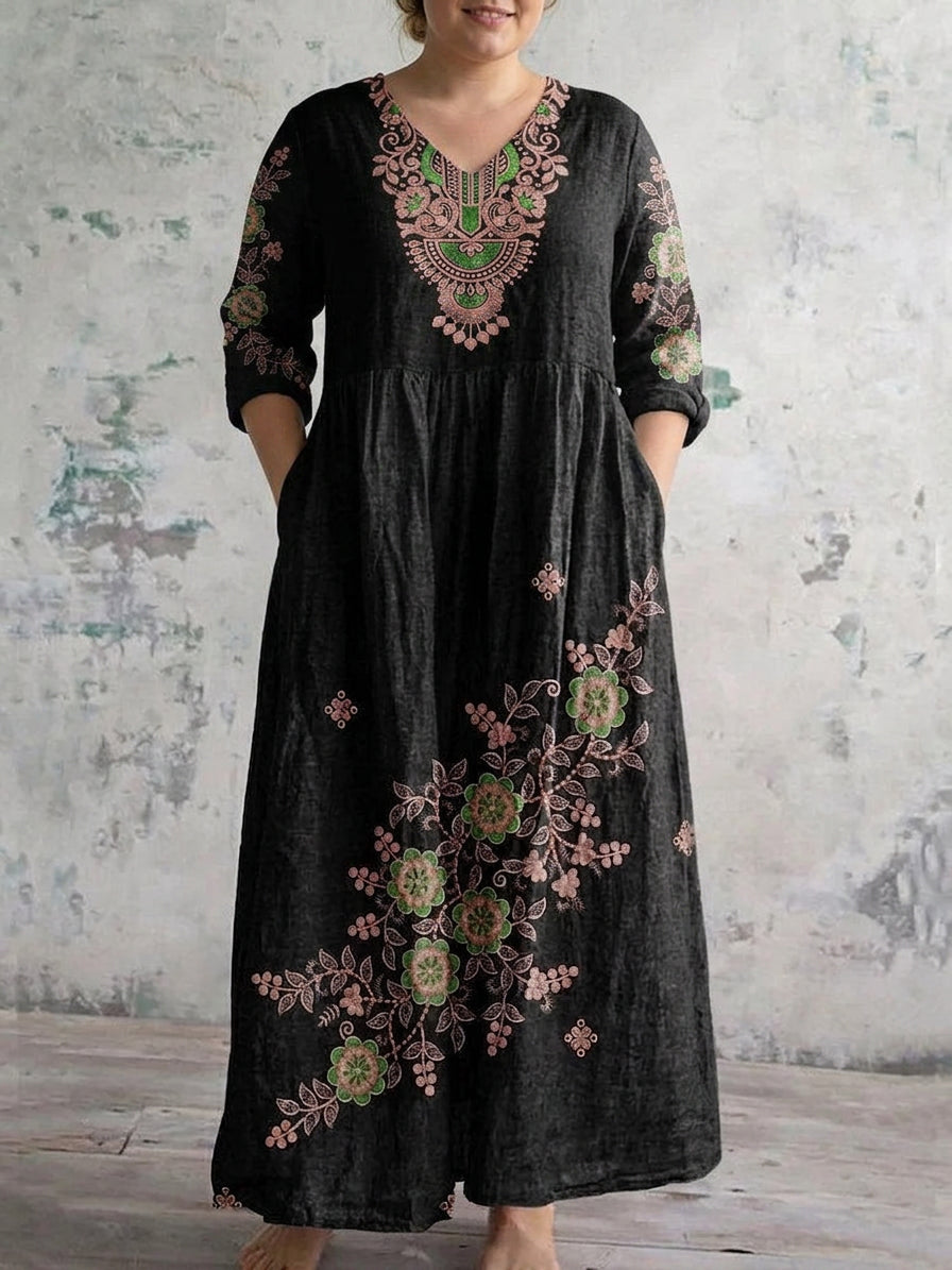 Aurelia | Midnight Embroidery Maxi Dress