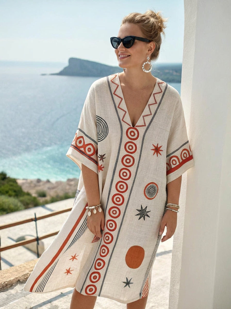 Mika | Rannikkogeometrinen brodeerattu minimekko