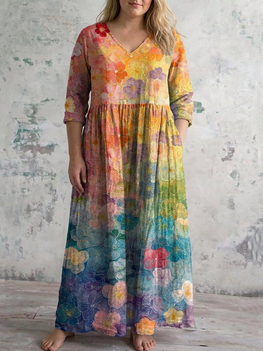 Lucienne | Auringonlasku Kukka Maxi Mekko