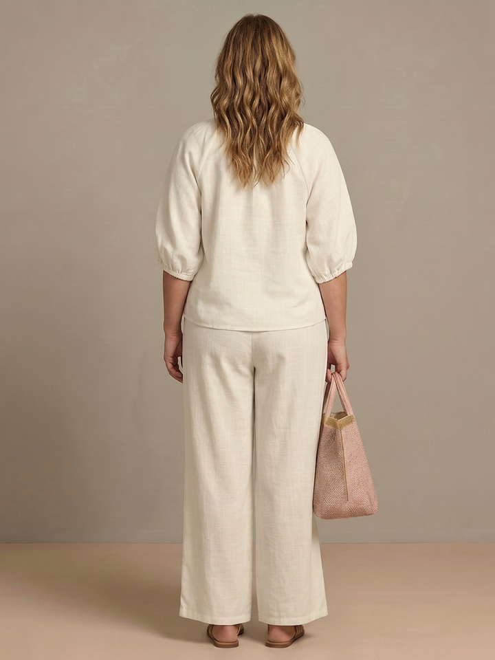Cecily | Vetoketjufronttinen Blouson-Toppi ja Leveät Housut