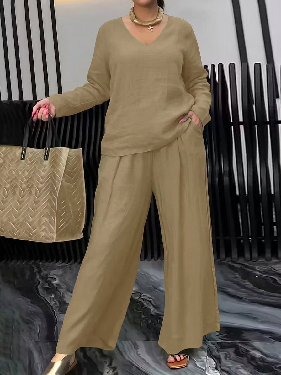 Quinn - Naisten Puuvillainen V-pääntie Co-Ord Set