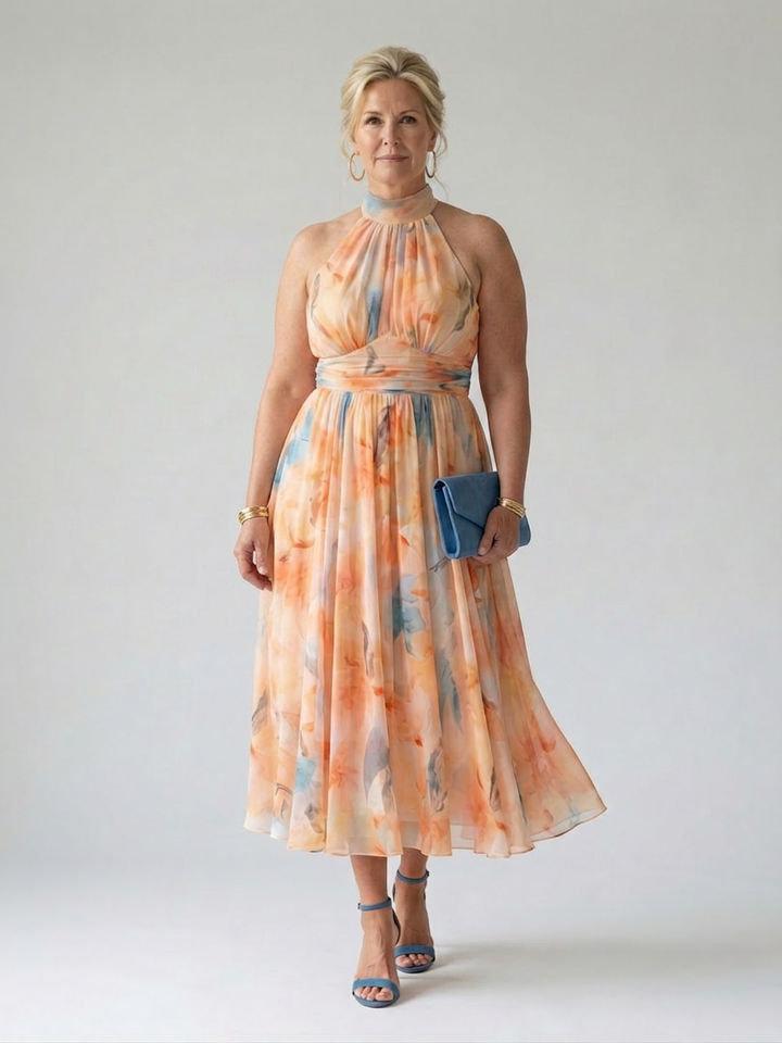 Stella &amp; Grace™ | Pehmeä Halterneck Midi Mekko