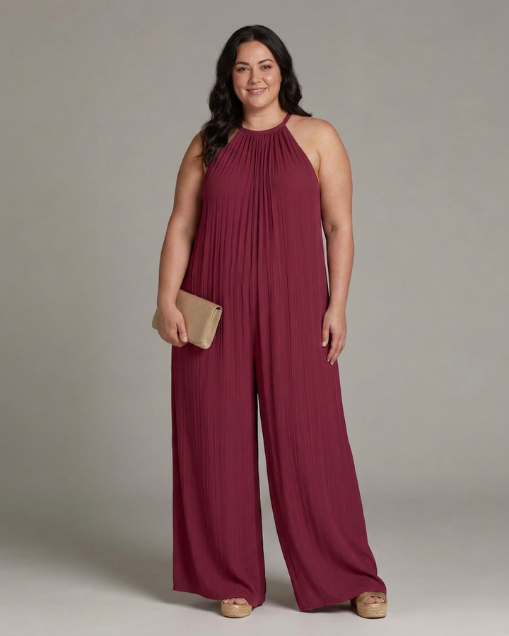 Wanda | Pleatattu Halterneck Laaja Jumpsuit