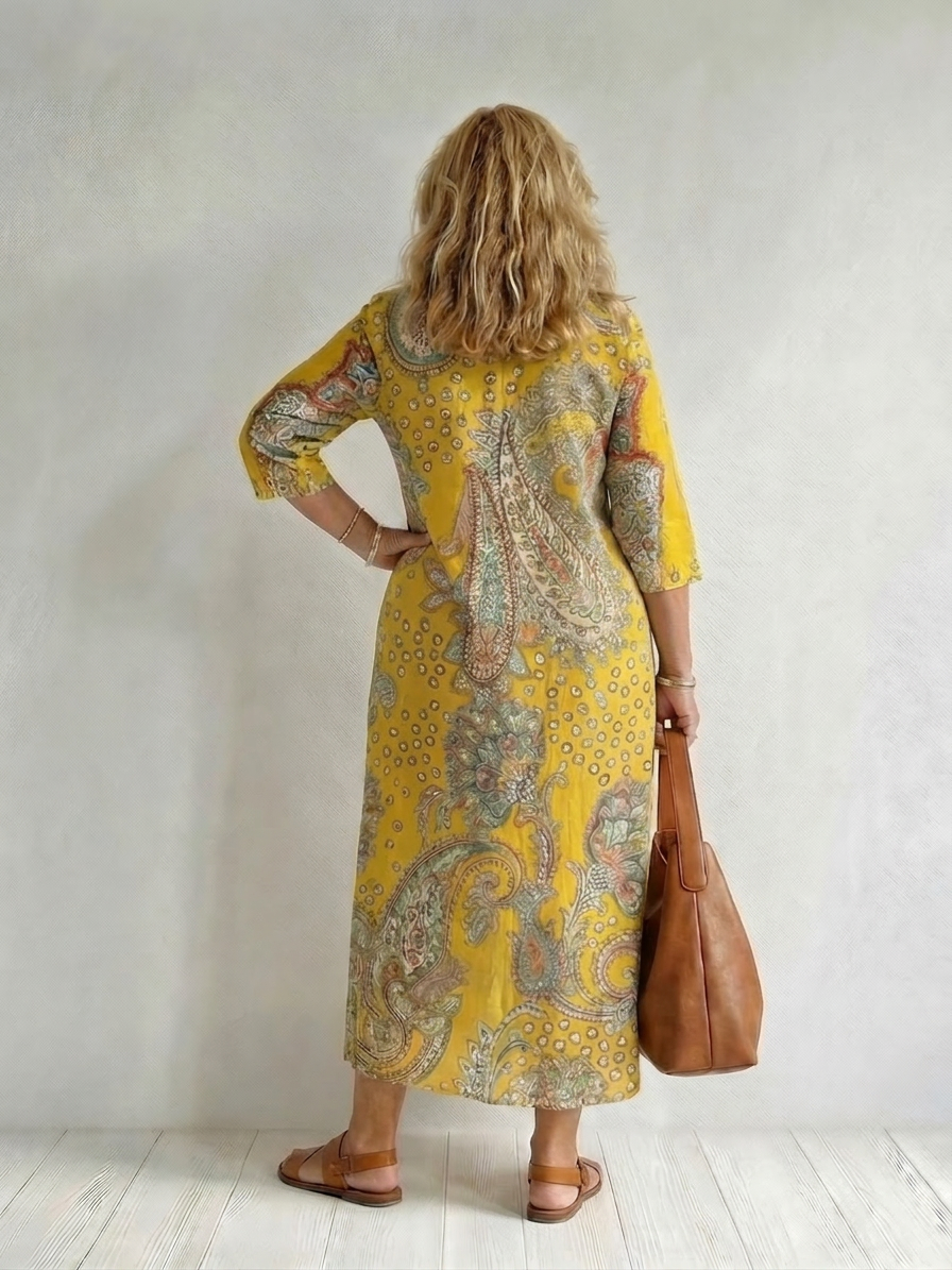 Layla | Pehmeä Paisley Midi Mekko