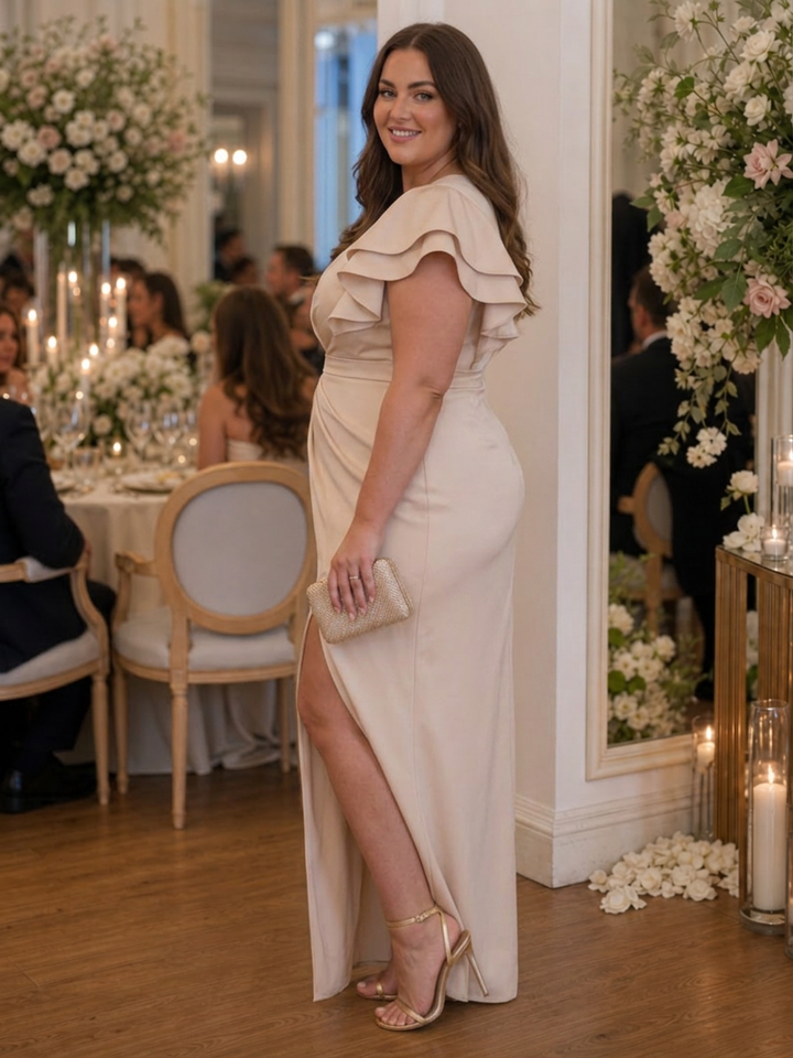 Mei | Yhden Olkapään Drapeerattu Midi Mekko