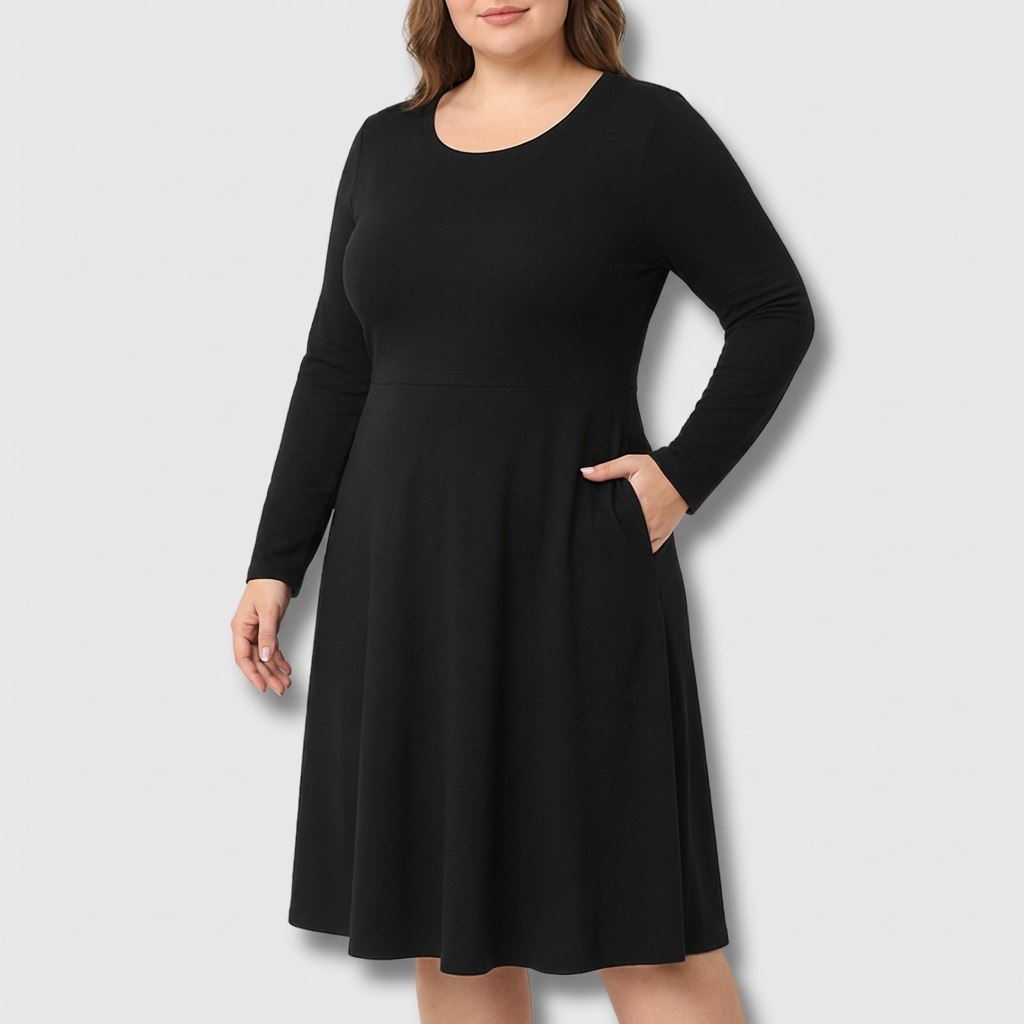 Anwen | Klassinen pitkähihainen Fit &amp; Flare -mekko