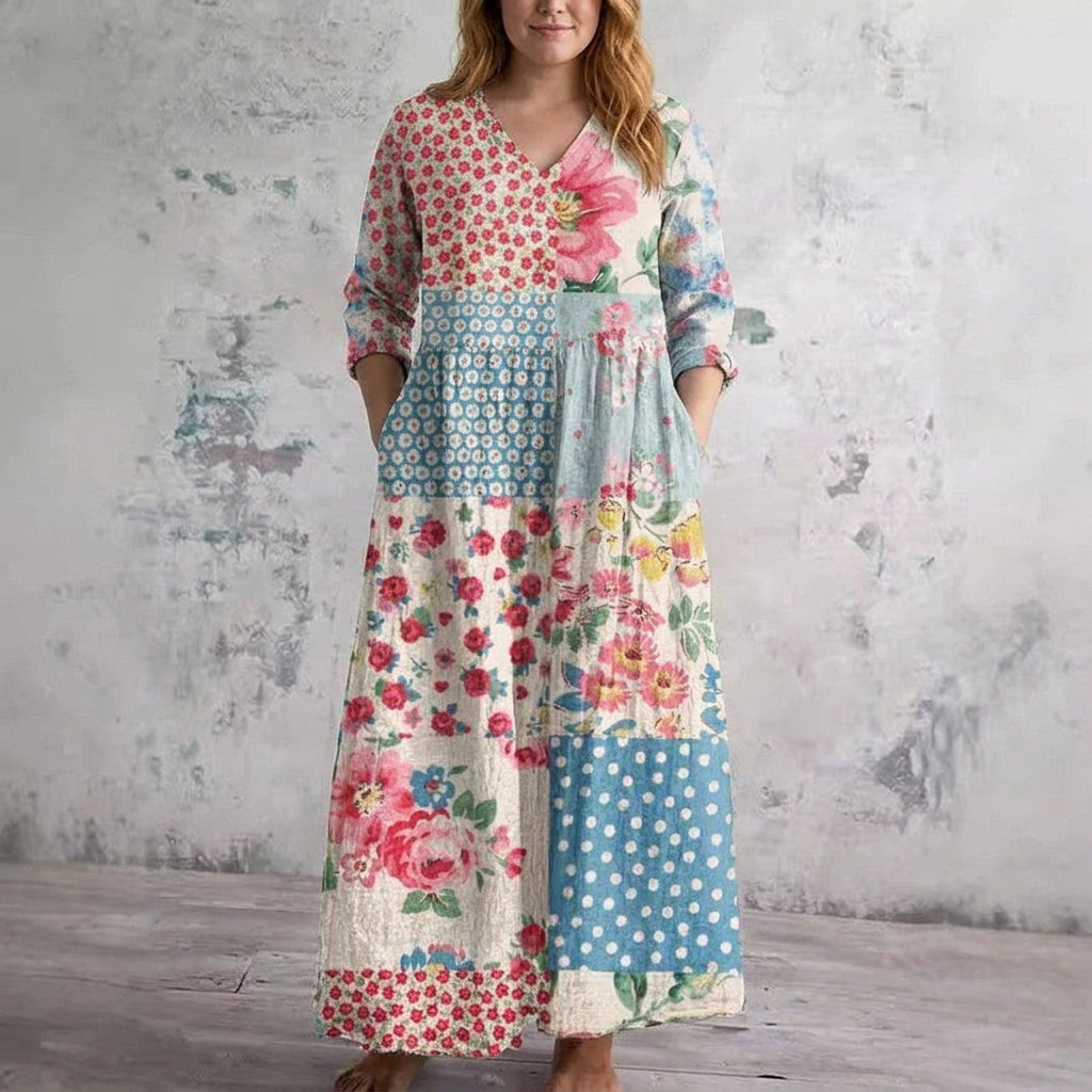 Juno | Patchwork Kukallinen Maxi Mekko