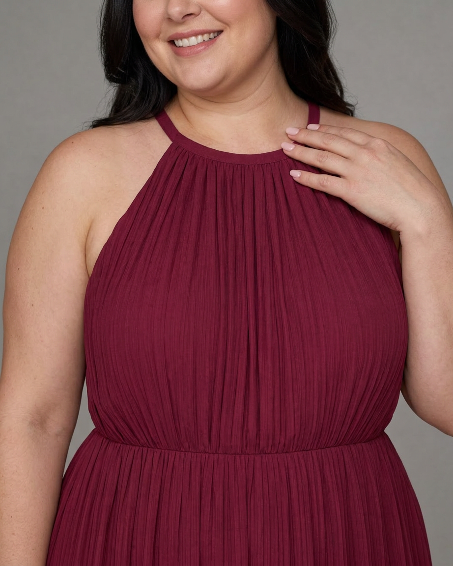 Wanda | Pleatattu Halterneck Laaja Jumpsuit