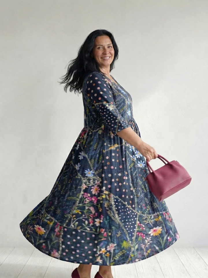 Thea | Helppo Gather Kukallinen Midi Mekko