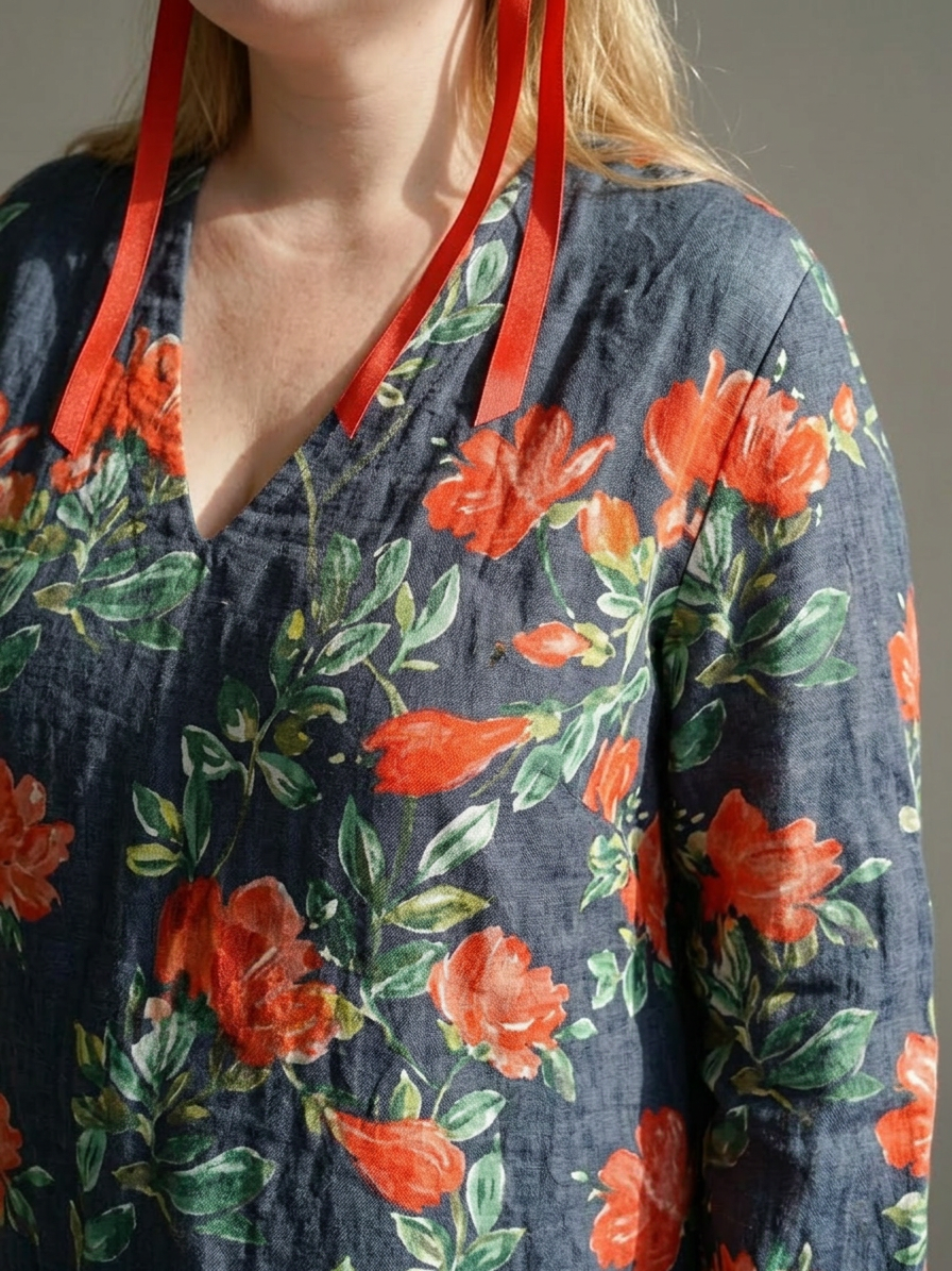 Hana | Rauhallinen Kukallinen Midi Mekko