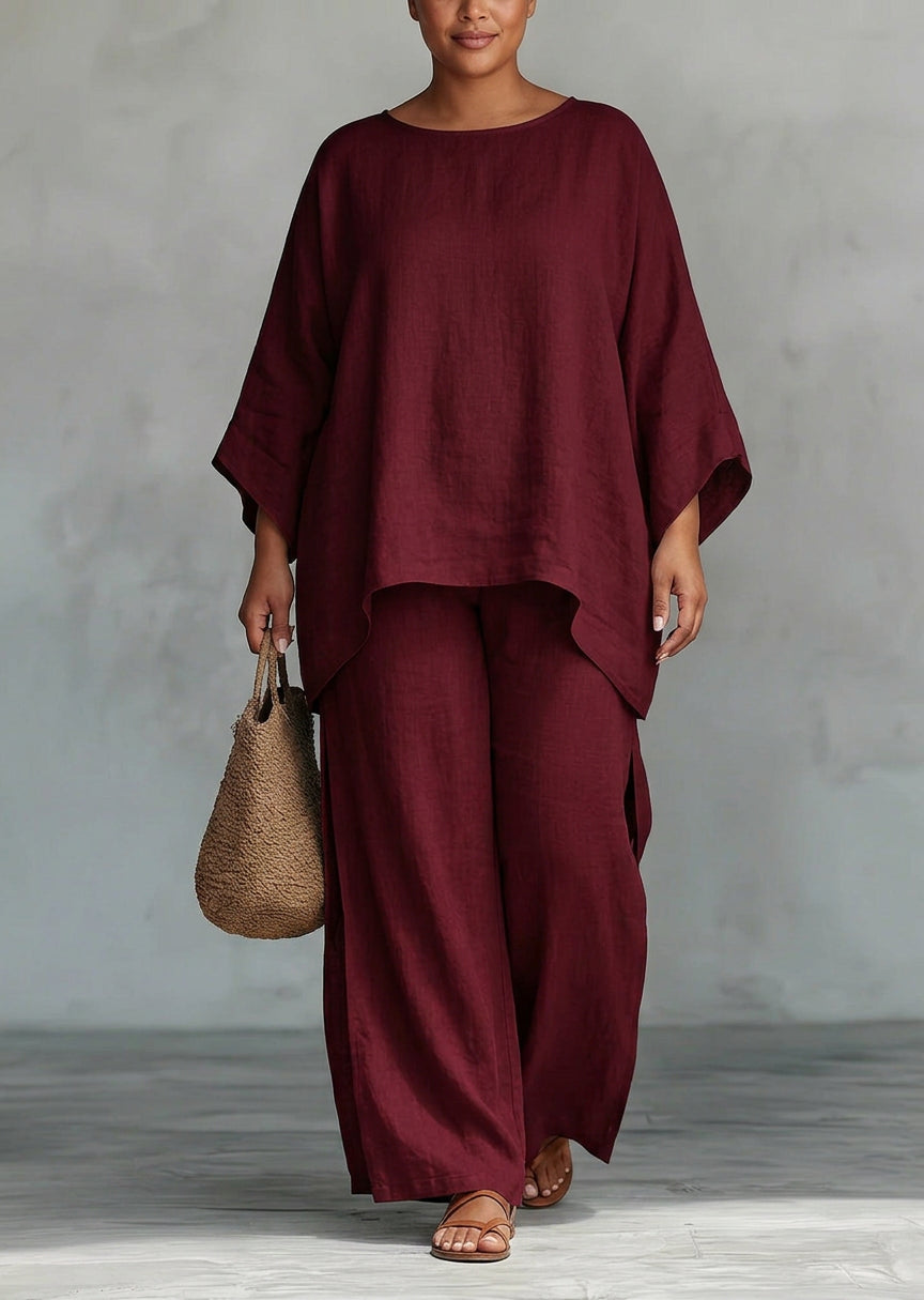 Jessamine | Bordeaux Grace Flowing Two-Piece Set