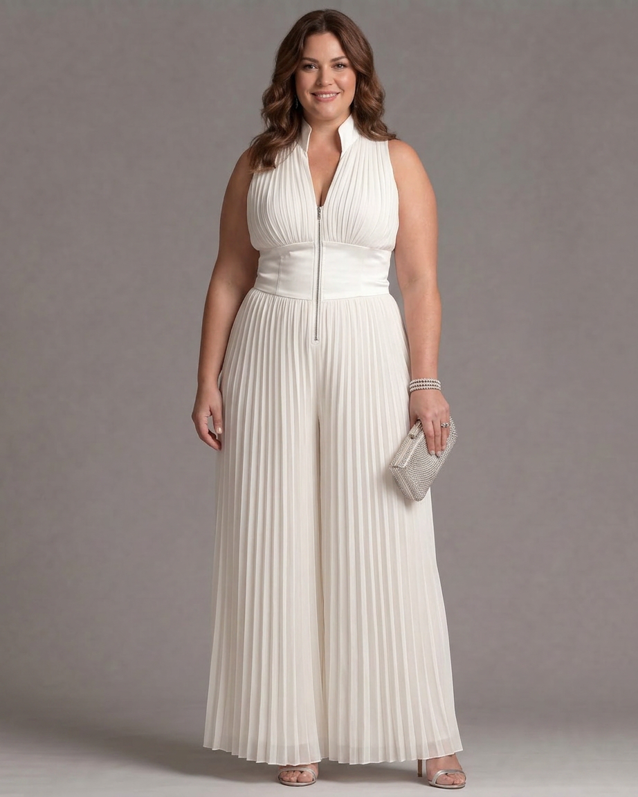 Eilwen | Pleatattu Halterneck Laaja Jumpsuit