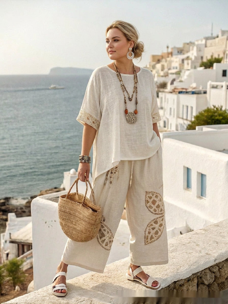 Ffion | Boho Kirjailtu Rantapuku