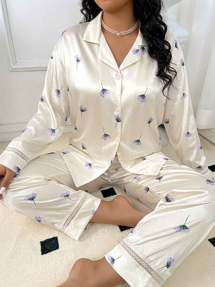 Bria | Pitkähihainen Kukallinen Pyjamapuku