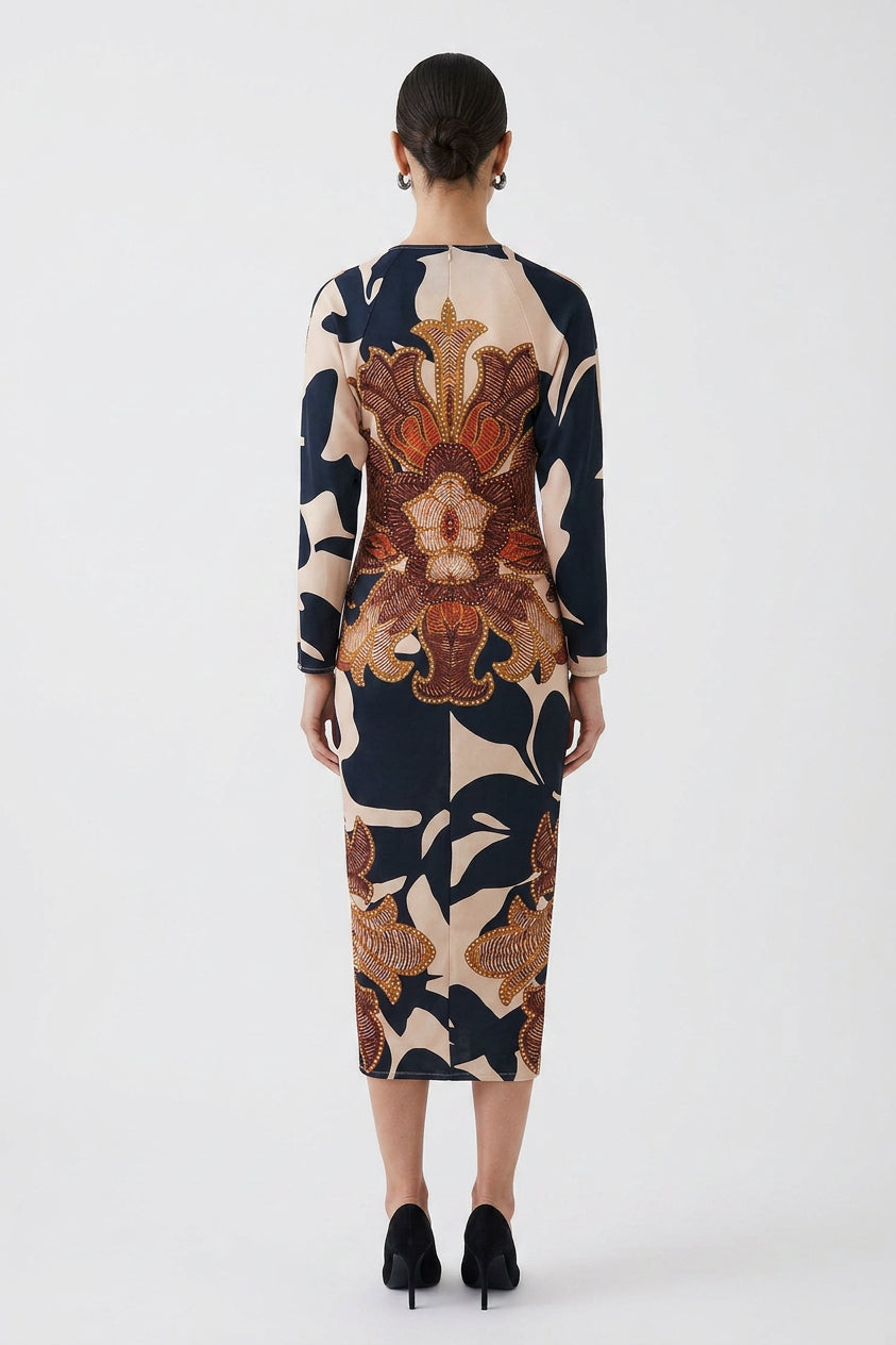 Signy | Aurinkopako Uniikki Printti Dolman Midi Mekko