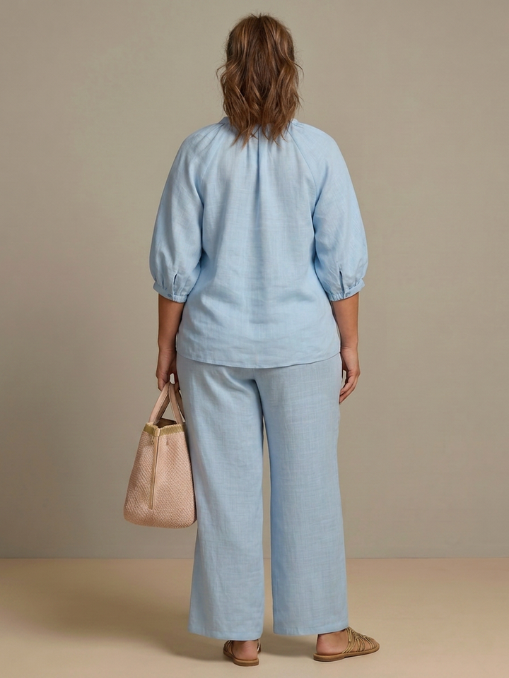 Cecily | Vetoketjufronttinen Blouson-Toppi ja Leveät Housut