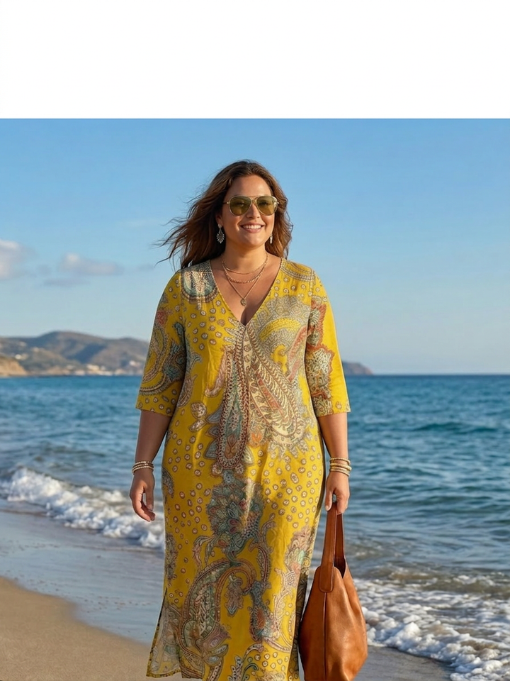 Layla | Pehmeä Paisley Midi Mekko