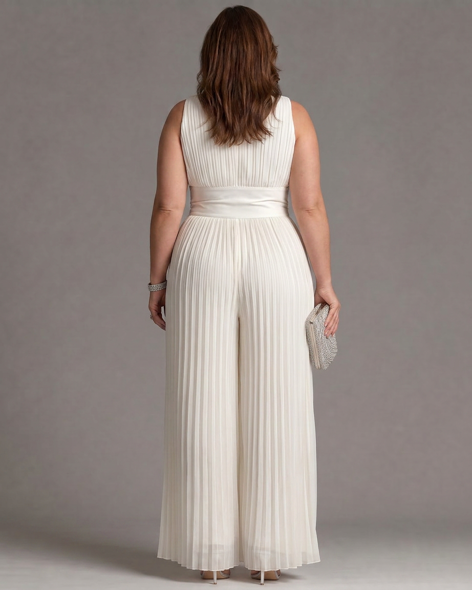 Eilwen | Pleatattu Halterneck Laaja Jumpsuit