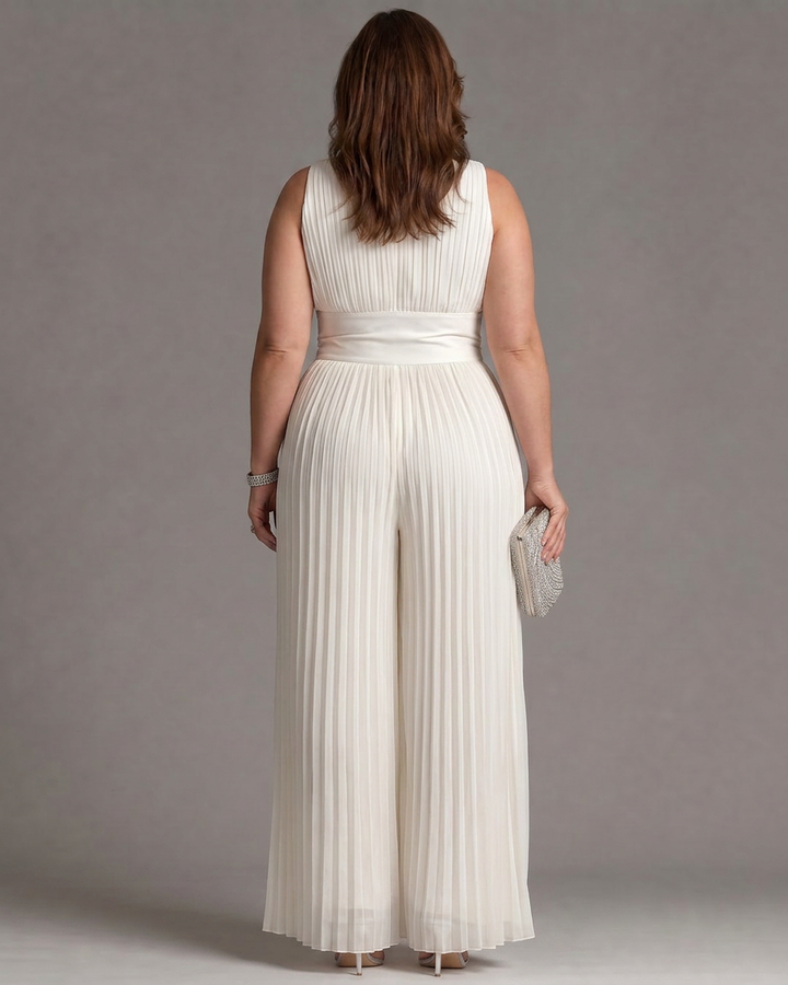Eilwen | Pleatattu Halterneck Laaja Jumpsuit