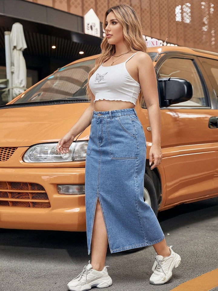 Nia Halkaistu Denim-hame