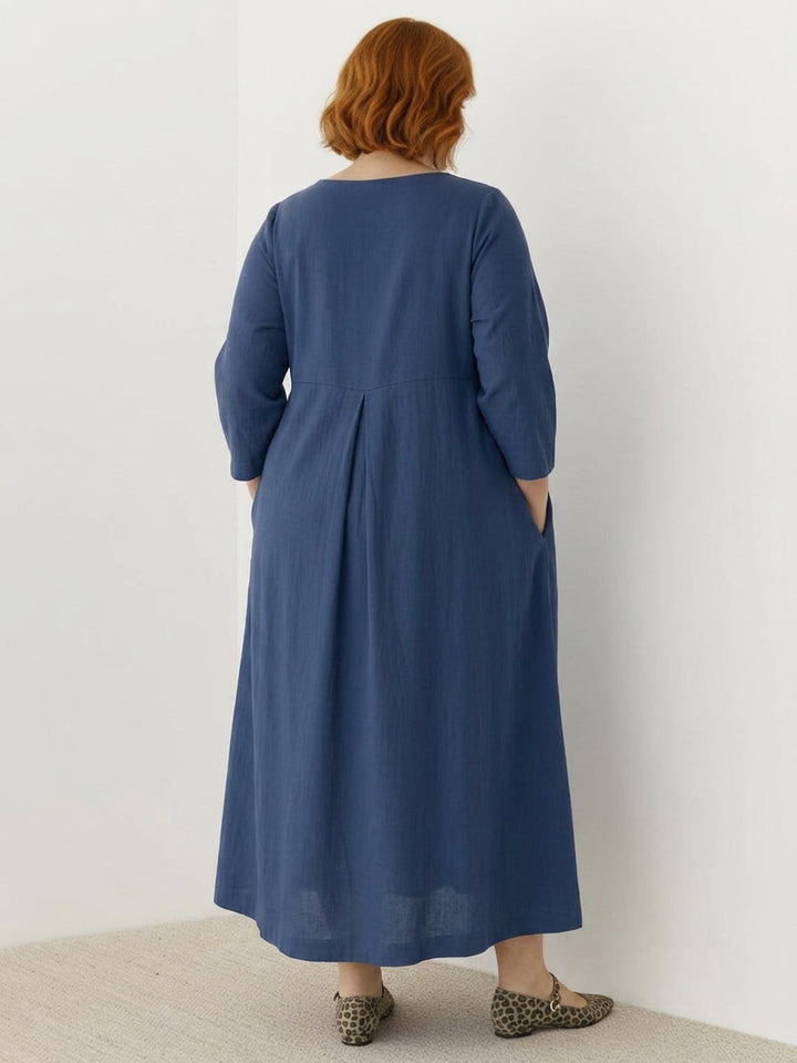 Iona - Puuvilla-Pellava Vyötärömekko