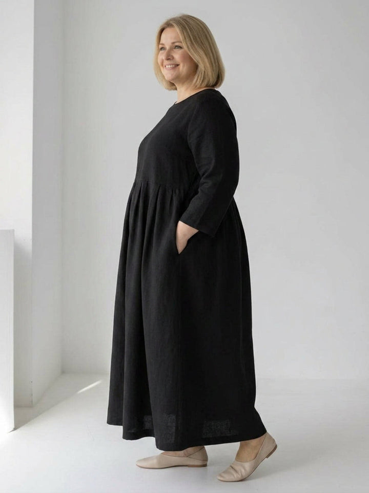 Iona - Puuvilla-Pellava Vyötärömekko