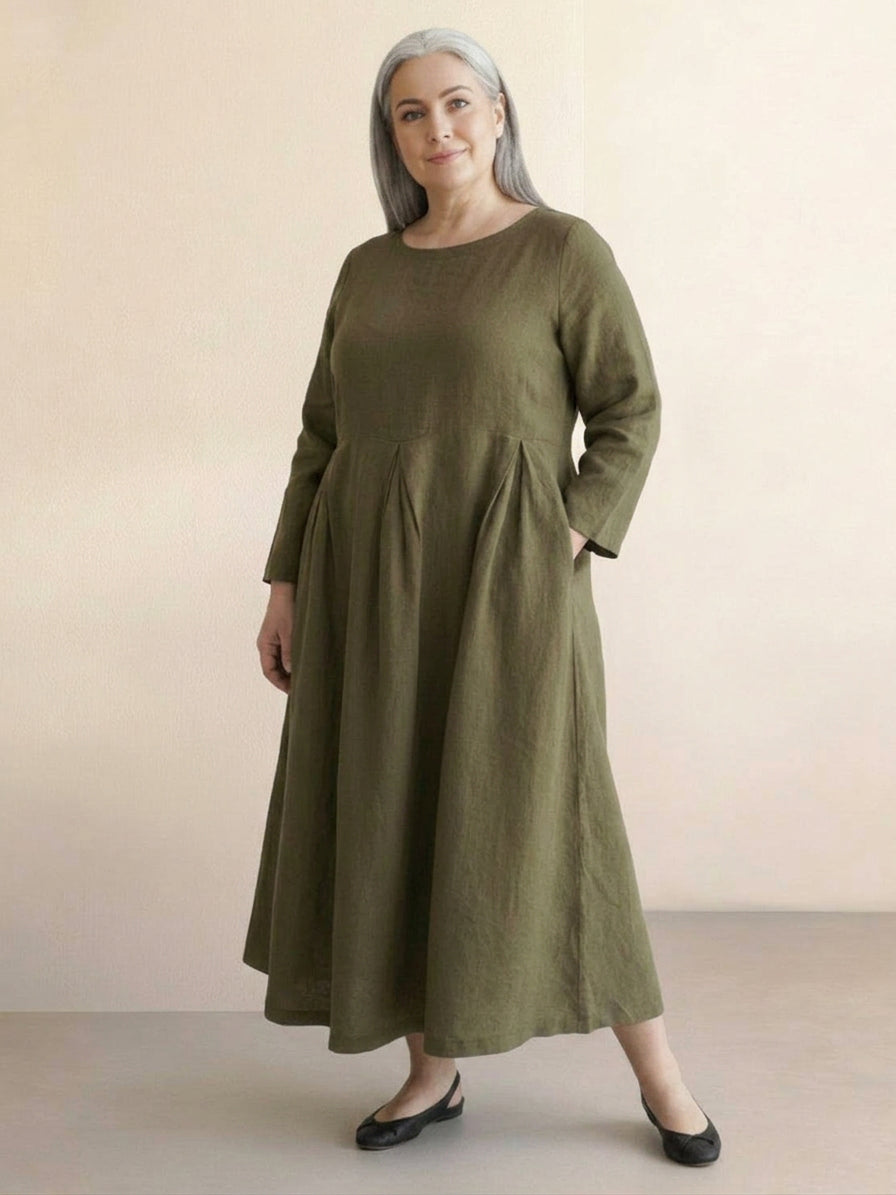 Iona - Puuvilla-Pellava Vyötärömekko