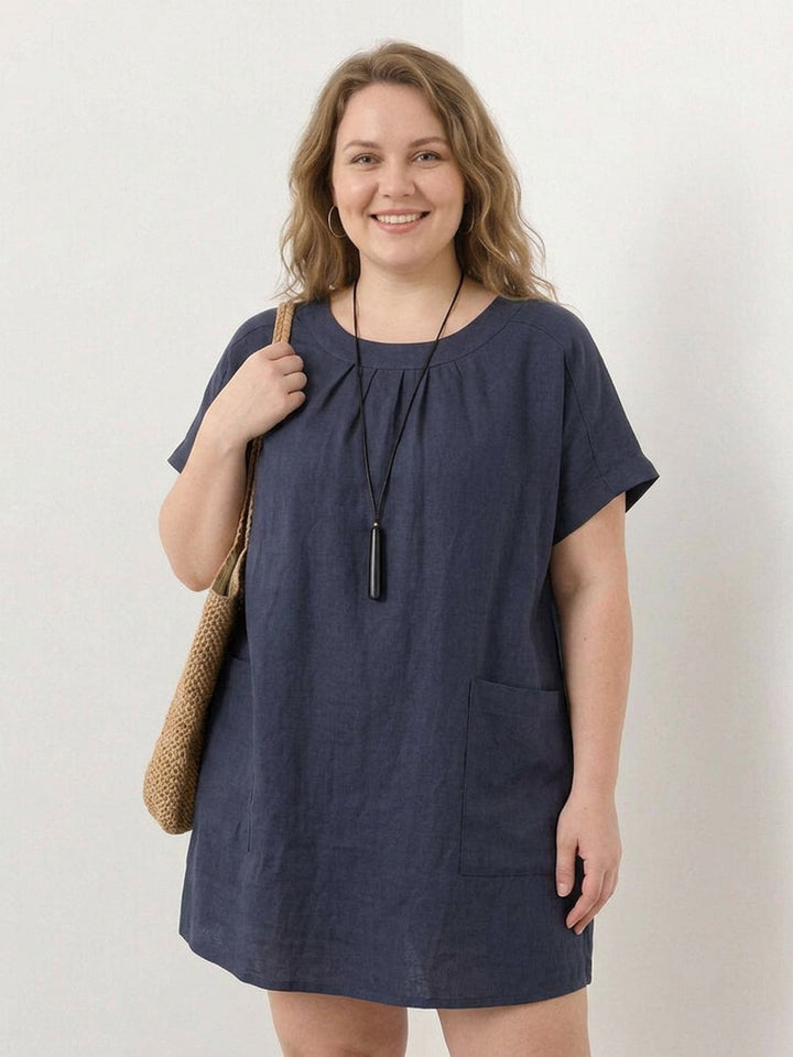Saskia - Pellavainen Midi Mekko