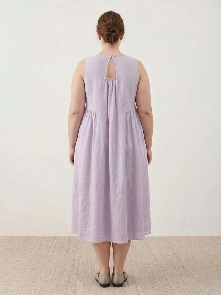 Olwen - Puuvilla Pellava Midi Mekko