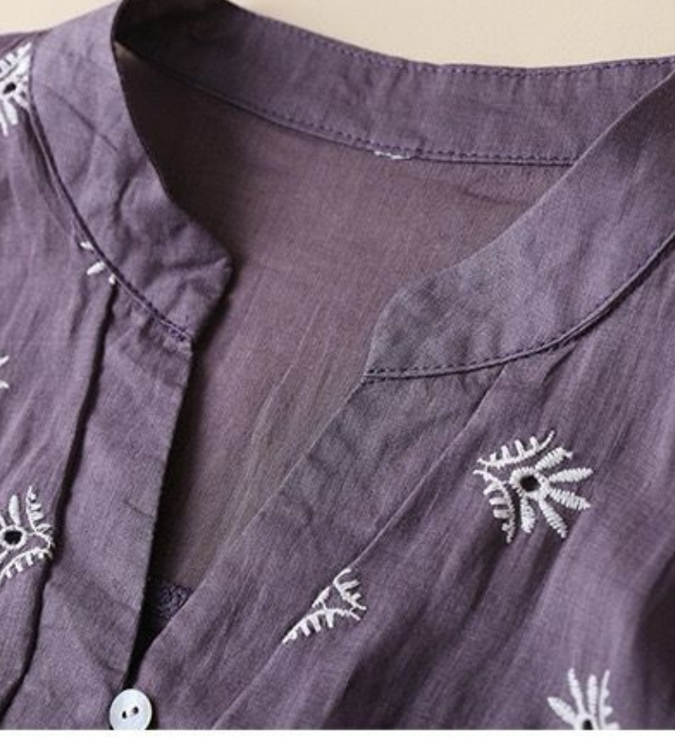 Maia - Puhtaasta Puuvillasta Valmistettu Schiffly Kirjailtu Naisten Paita