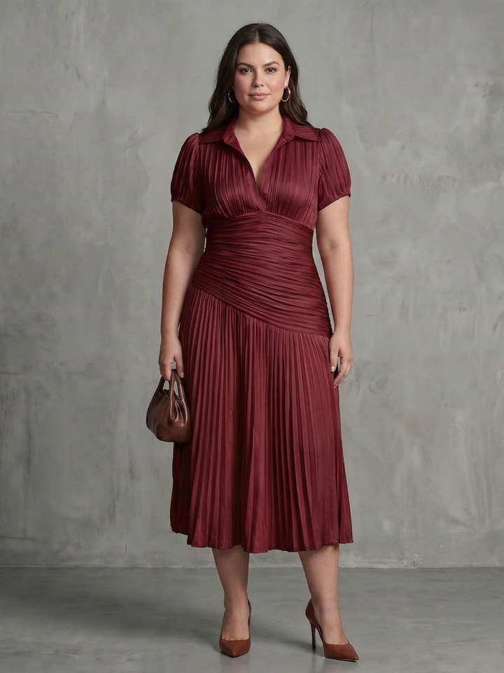 Vita | Pleated Waistline Stripe Midi Dress