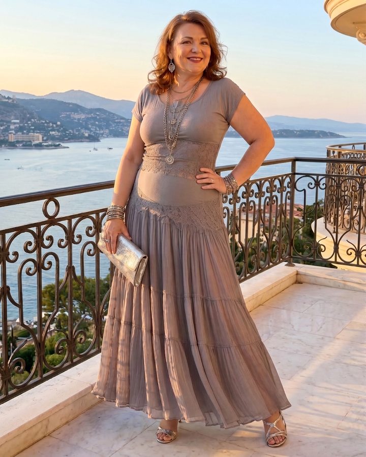 Magnolia | Röyhelöity Crop Top ja Pleatattu Maxi Hame Setti