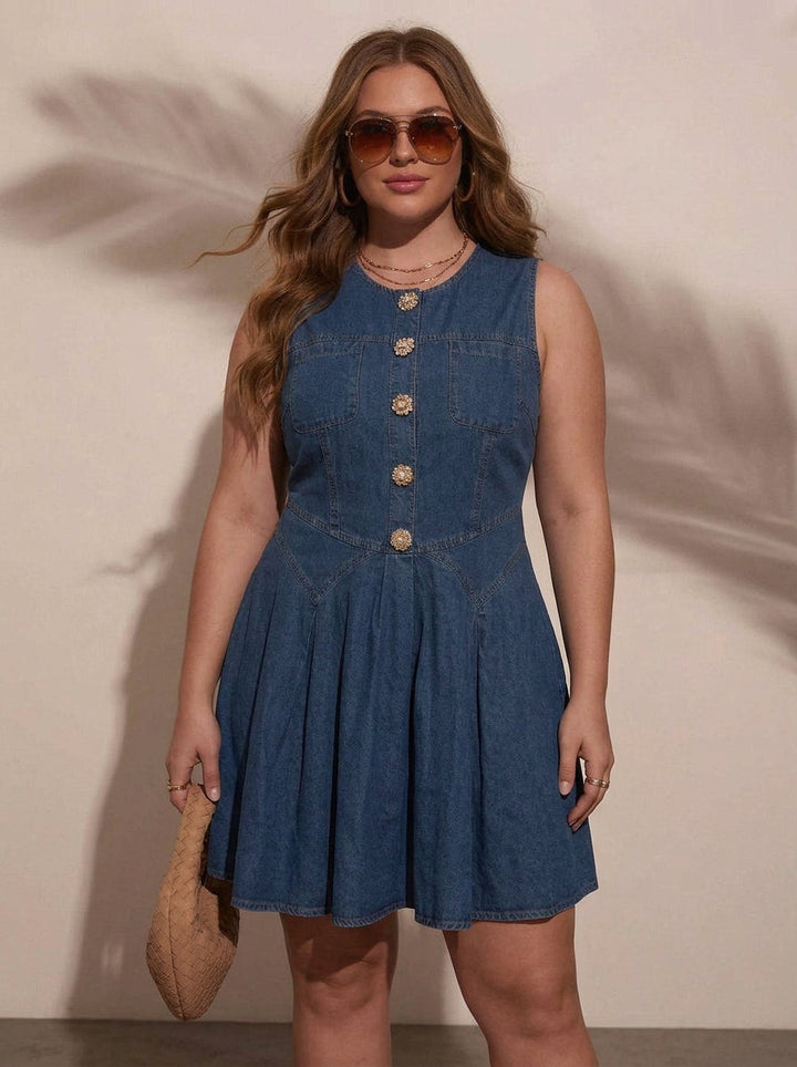 Astrid Olkaimeton Denim-mekko