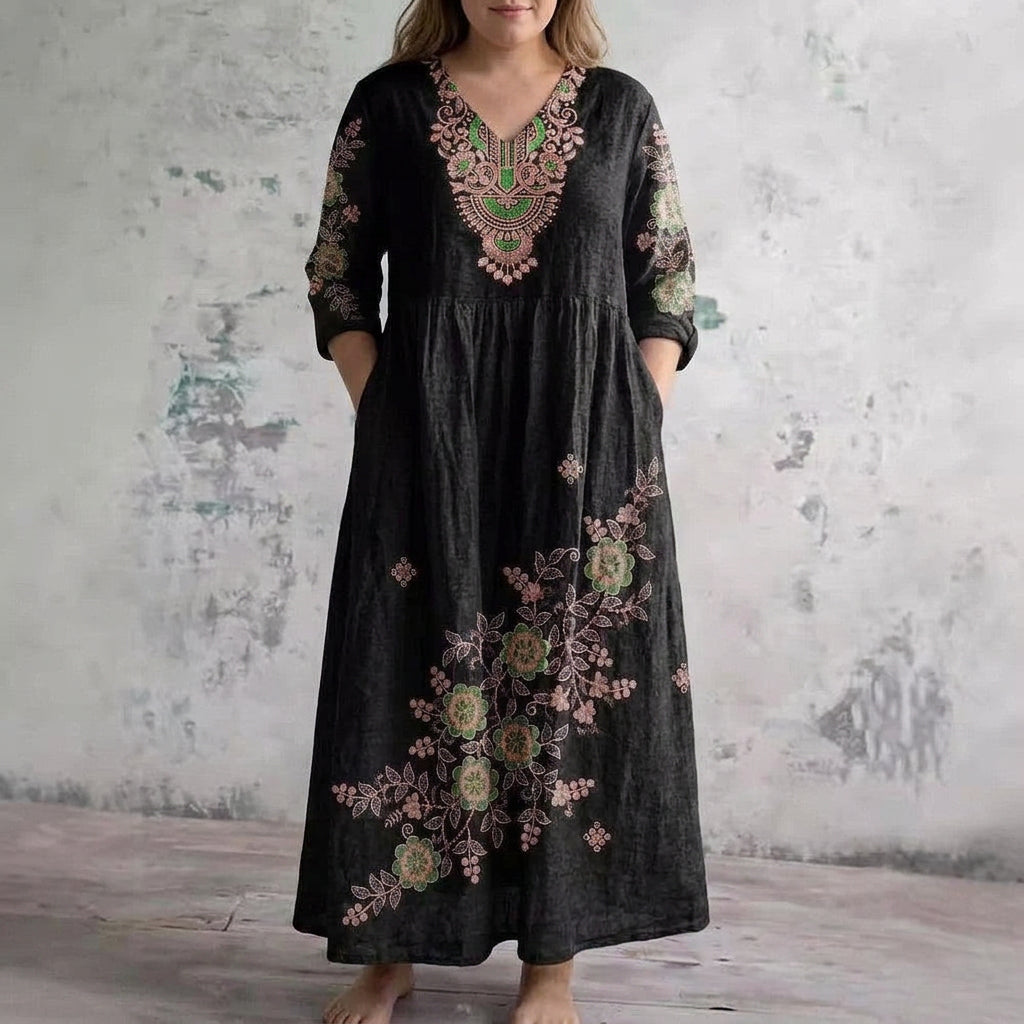 Harlow | Brodeerattu Eleganssi Maxi Mekko