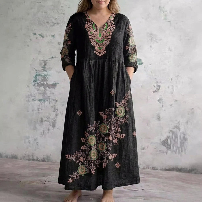 Harlow | Brodeerattu Eleganssi Maxi Mekko