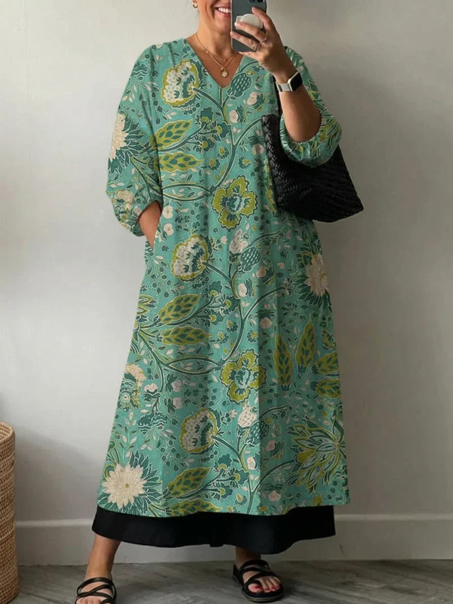 Elegantti Kukkaprintillä Varustettu Mekko Paula