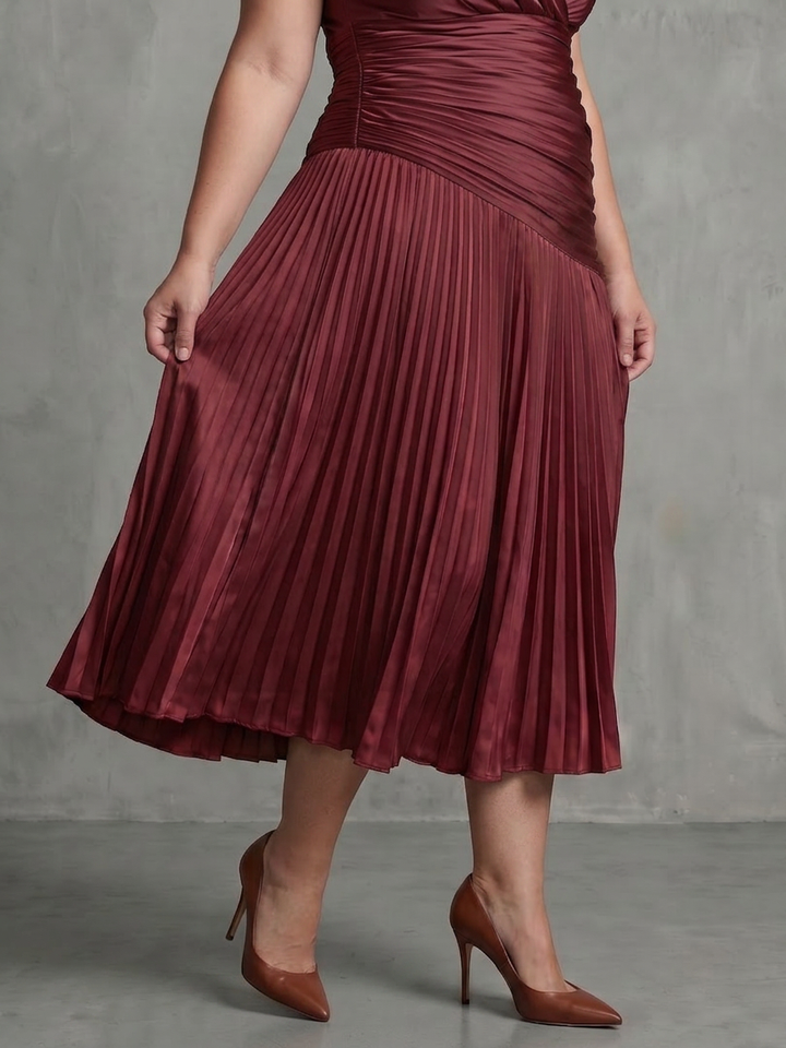 Vita | Pleated Waistline Stripe Midi Dress