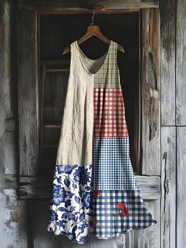 Sylvie - Maalaistunnelma Patches-taide Mekko